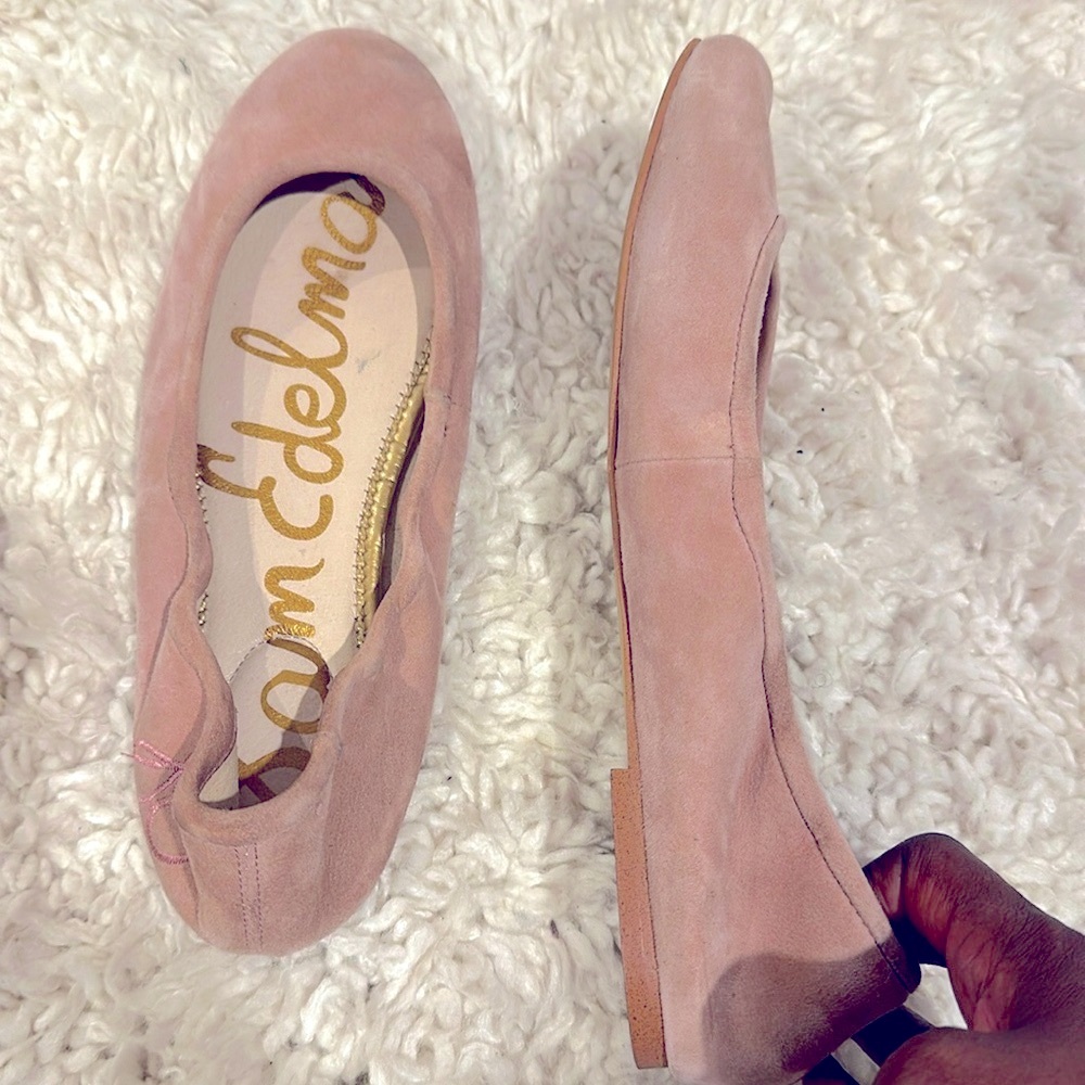 Pale pink brushed used ballet flats.